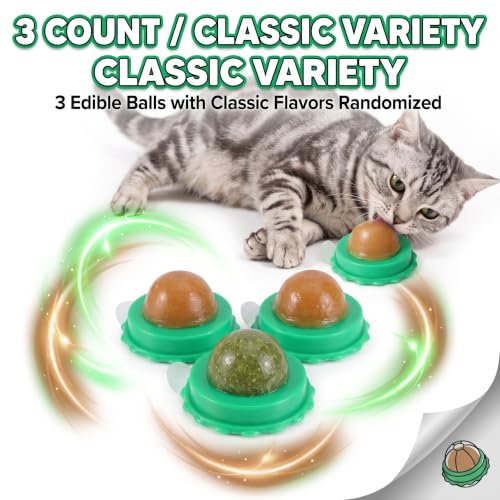 Veemoon 3pcs Catnip Balls, Cat Lickable Treats Toy Kitty Pet Candy Snack
