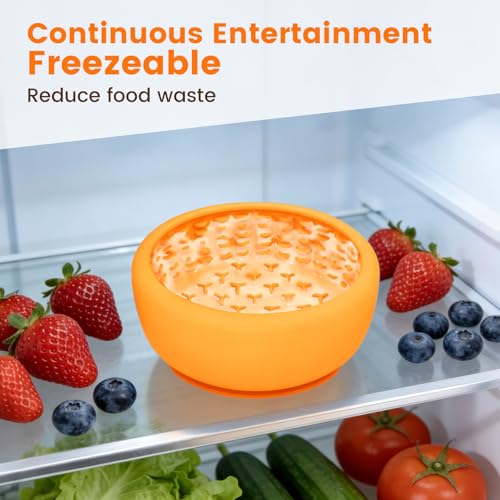 SmartTail Slow Feeder Dog Bowls, BPA-Free Lick Bowl for Dogs - color: yellow, size: L