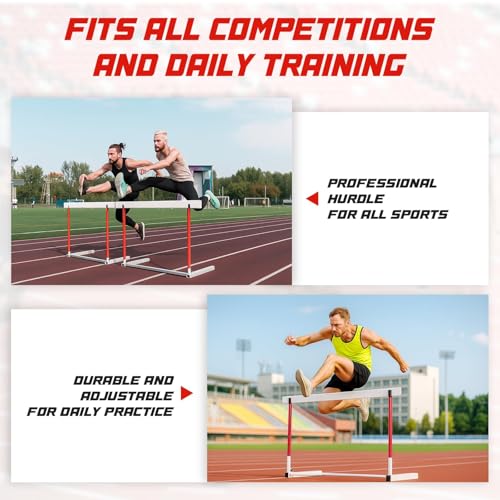 Adjustable Track and Field Hurdles Height Sports Training Hurdle with Counterweight Heavy Duty Track and Field Equipment Practice Training from 30 to 42 Inch for Athletes Adults - size: 2 pcs