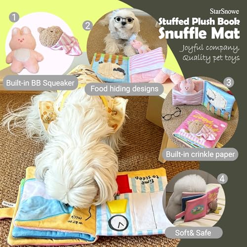 StarSnowe×Cute Dog Enrichment Toys,Squeaky Snuffle Book Series,Interactive Sniff Mat for Mental Stimulation & Slow Feeding,Treat Puzzle Toys for Puppy,Crinkle Gifts (Light Green - Scouts) - color: Light Green - Scouts