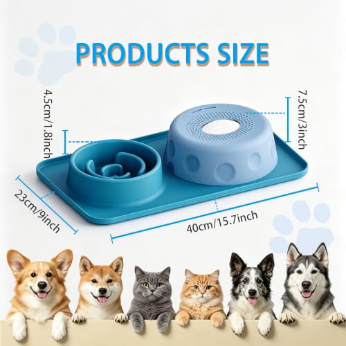 Slow Feeder Dog Bowls & Lick Bowl with Rolling Ball, Interactive Dog Bowl - color: Pink