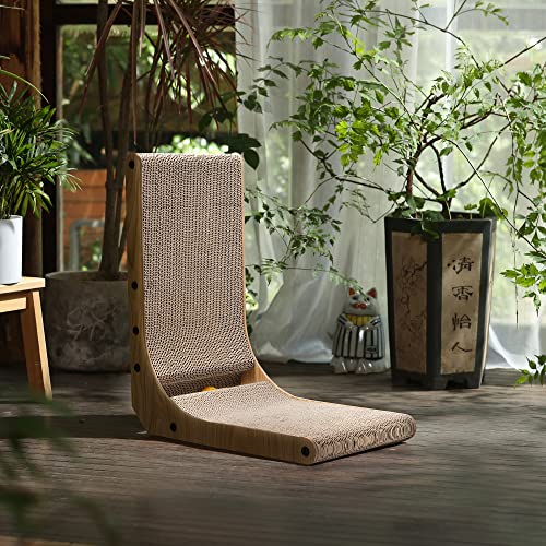 FUKUMARU Cat Scratcher, 18.7 Inch L Shaped Cat Scratch Pad Wall Mounted - size: 1 Pack 18.7 in Wood Color