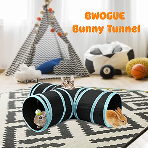 BWOGUE Bunny Tunnels & Tubes, 3-Way Collapsible Rabbit Hideout for Bunnies - color: Grey