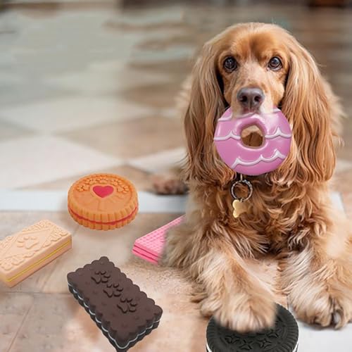 Dog PVC Donut, Biscuits 3PC Squeak Toy Bundle Durable Chew Toys for Dogs Funny Dog Toys (Donut) - color: Donut
