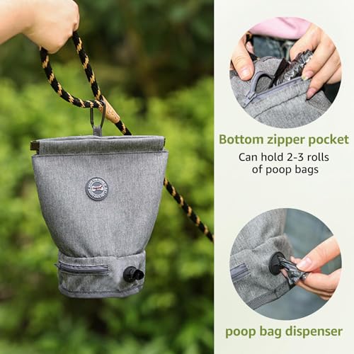Dog Poop Bag Holder for Leash with Waste Bags Dispenser