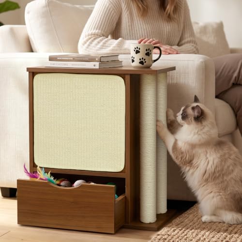 Cat Scratch Side Table with Storage, Couch Protector from Cat Claws