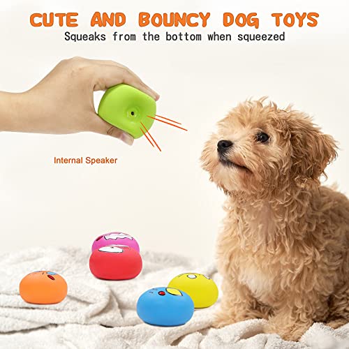 Latex Dog Chewing Squeaky Ball Toys Face Fetch Play Toy for Puppy Small Medium Pets Dog cat (6 PCS(C)) - color: 6 PCS(C)