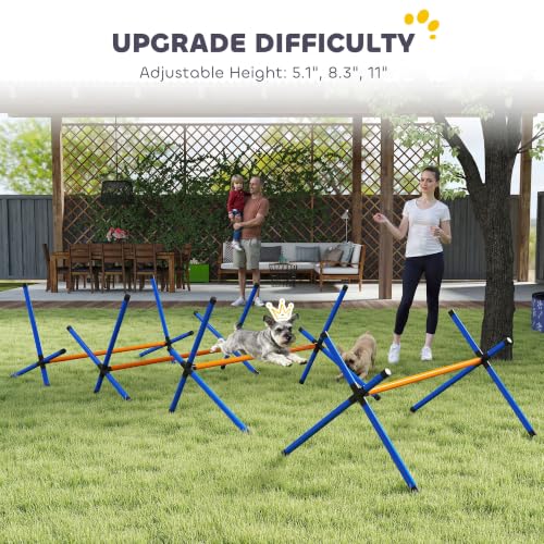 PawHut Dog Agility Training Equipment, Adjustable Height, 4 Pieces, Orange