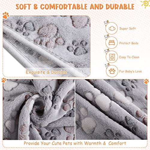 Tatuo 4 Pcs Fleece Dog Blankets for Puppy Cat, Gray, 41 x 30 in, Paw - color: Gray, size: 41 x 30 in