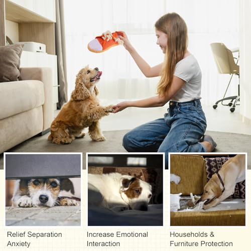 vocheer Durable Dog Chew Toy, Interactive Squeaky Shoe Toy, Orange - color: Orange