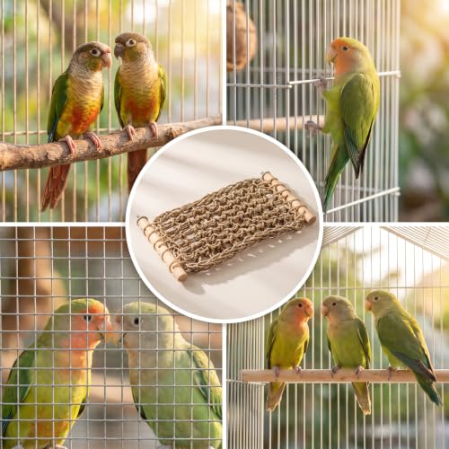 Cockatiel Hammock Bird Climbing Rope for Parrots Seagrass Mat for Bird 13×7