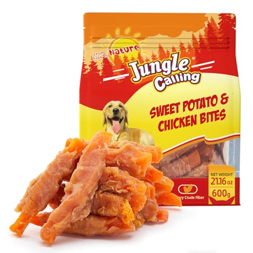 Jungle Calling Chicken & Sweet Potato Dog Treats, Fiber-Rich Chews, 1.33 lb - size: 1.32 Pound (Pack of 1)
