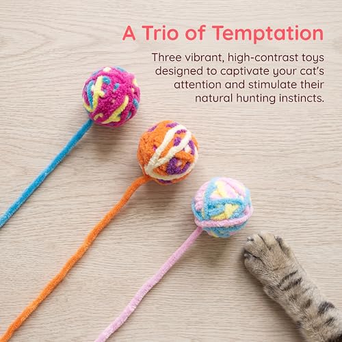 3 Pack Color Random Cat Yarn Balls - color: B