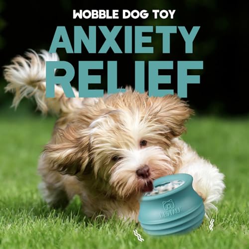 Dog Enrichment Treat Toy, Long-Lasting Wobbly Interactive Freeze Lick Toys for Dogs, Stuffable Puzzle Feeder Toy for Boredom, Silicone Treat Dispensing Chew Toy (Teal Blue,L) - color: Teal Blue, size: L