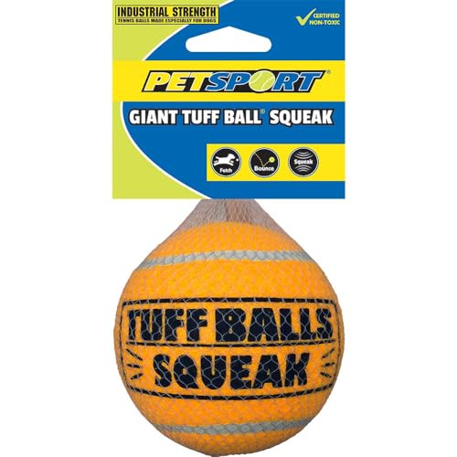 PetSport Giant Tuff Ball - Giant Tennis Balls for Large Dogs, Great for Boredom & Aggressive Chewers, Dog Toy, Certified Non-Toxic, Won't Wear Down Teeth - 4"(6pack) - size: 4 Inches (Pack of 6)