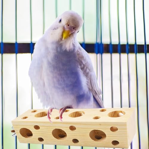 Wooden Bird Foraging Toys, Bird Chew Toys Parrot Perches for Cage Cockatiel Shredding Wood Stand & Enrichment for Budgie Lovebird Conure