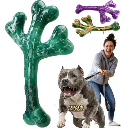 Frienhund 2-Pack Tough Dog Chew Toys for Aggressive Chewers, Beef, 20-90 Lb - color: Green & Purple-2-Pack