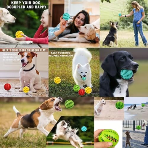 Interactive Dog Treat Ball Toy - 1.97" Natural Rubber Puppy Chew Toy with Tooth Cleaning Grooves, Durable Treat Dispensing Puzzle Ball for Small Medium Dogs & Cats, 1 Pack (Random Color)