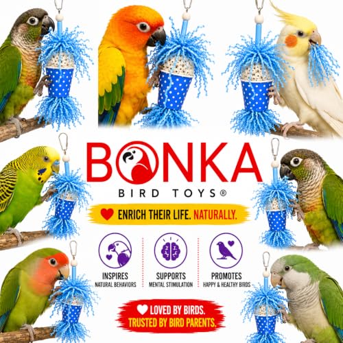 Bonka 2355 Spotty Sola 11" Natural Bird Foraging Toy (Blue) - color: Blue