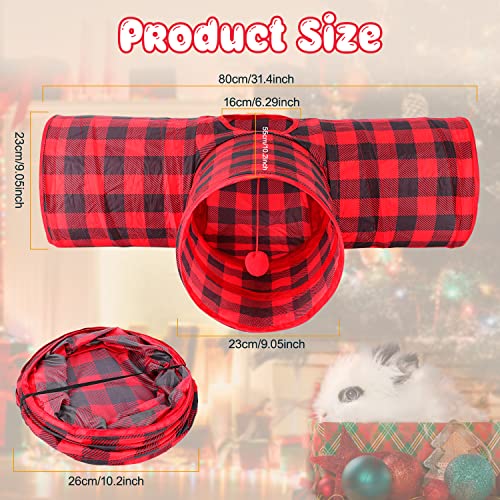 BWOGUE Bunny Tunnels & Tubes, 3-Way Collapsible Rabbit Hideout for Bunnies - color: Plaid