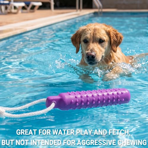Dog Water Toys, 2 Pack Floating Bumper Fetch Toy Dummy - color: purple and orange