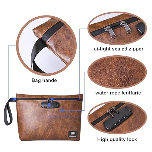 Smell Proof Bags,Odor Proof Bag/Combination Lock,Smell Odor Case Container - color: Brown