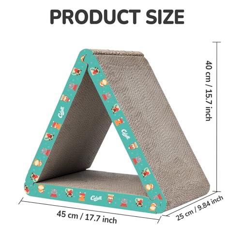 Cat Scratcher, Cat Scratching Board - Foldable Triangle 6-Sided Cardboard - color: Green