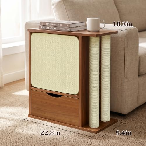 Cat Scratch Side Table with Storage, Couch Protector from Cat Claws