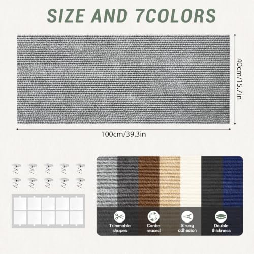 SEPAZON Cat Scratch Couch Furniture Protector, 39.3x15.8In - color: LightGrey, size: 39.3x15.8Inch
