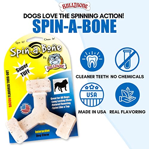 Bullibone Nylon Dog Chew Toy Spin-a-Bone - Interactive Dog Toy, Triggers Natural Instincts, and Improves Oral Health - size: Small / Medium Dog 2 Pack