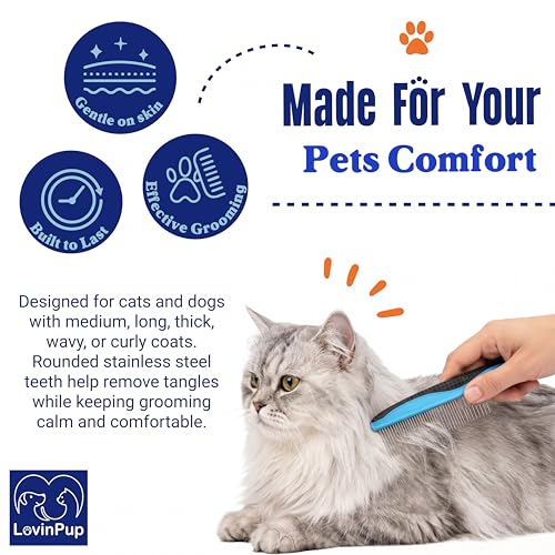 Pet Metal Comb for Dogs and Cats (2-Pack) – Detangling Comb - size: Comb