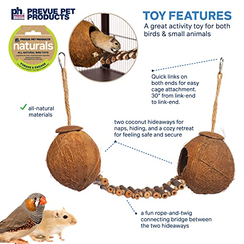 Prevue Pet Products Naturals Double Coconut Walk Small Animal & Bird Toy - style: Coco Hideaway with Bird Ladder