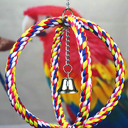 Litewoo Bird Swing Rope Perch Stand 2 Rings Toy for Parrots, L - color: Large