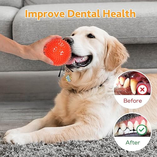 petizer 2-Pack 4.5" Squeaky Dog Toy Balls, Floating Dogs Pool Balls, Dog Spiky Balls, Interactive Fetch Toys for Puppy, Dog Chew Toys (4.5", Large Dogs) - color: Red+Blue, size: 4.5"(Large Dog)