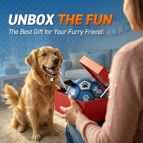 QDAN Dog Ropes Toys, Soccer Ball with Straps, Tug of Toy, Dog Birthday Toy - color: Blue Gray, size: Large Size 3 (8 Inch)