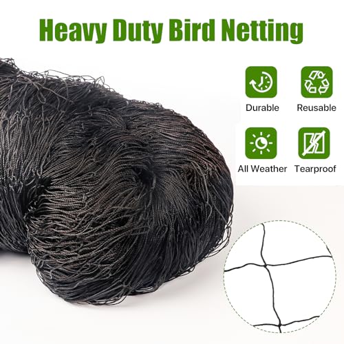 Bird Netting for Chicken Coop Run, 25x50 Ft Heavy Duty Poultry Netting - size: 2.4", 25' x 50'