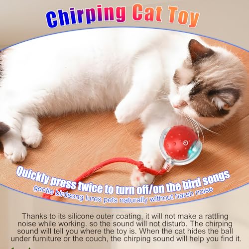 Tiny Fetch Dog Toy, Tinyfetch Interactive Dog Cat Toys Balls with Birdsong, 360° Smart Automatic Rolling Electric Dog Ball Toy, Fast Moving Balls Toys for Pets (Blue) - color: blue