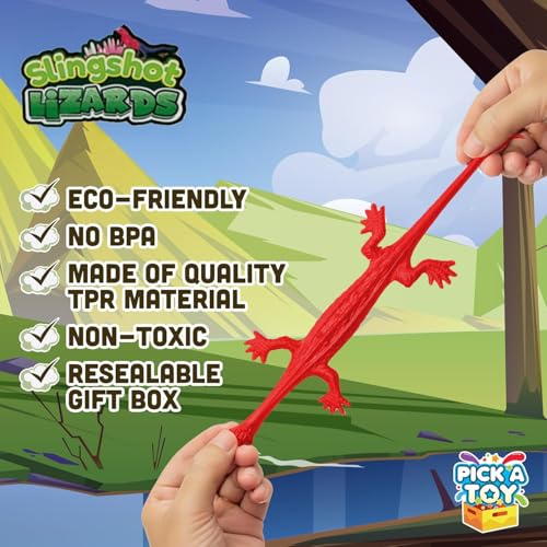 36 Set Sticky Gecko Lizard Toy Party Favor Slingshot, Stretchy Climbers On Wall for Kids, Goodie Bags Party Favors & Pinata Mini Toys Ages 5-12 - style: Gecko (36 Sets)