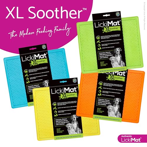 LickiMat X Large Breed Soother Dog Lick Mat Dog Calmer Slow Feeder, Anxiety Reliever Alternative to Puzzle Toys, Slow Feeding Bowls. Use Peanut Butter, Wet, Raw, Mixed Food, Healthy Treats - Turquoise - color: Turquoise