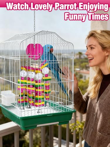 Large Bird Parrot Toys for Cockatoos African Grey Macaws Amazon Parrots - color: Hot pink