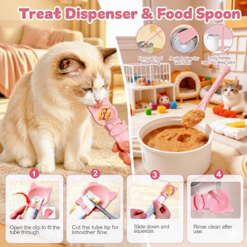 AZY 3-Piece Slow Feeder Cat Bowl Set with Strong Suction Cups - color: pink