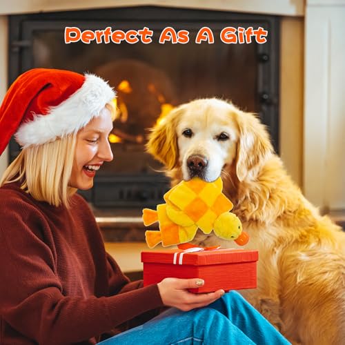 Mihachi Dog Squeaky Toys 16 Squeakers for Aggressive Chewers, Tough Interactive Tug of War Dog Toy-Squeaky Chew Toy for Small,Medium,Large Breed No Stuffing Duck Toy, Fun Long Toys 27 Inches - color: Yellow