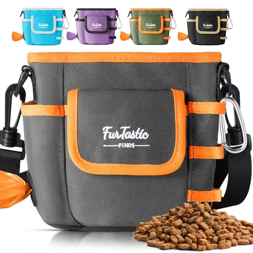 Dog Treat Pouch with Magnetic Closure for Pet Training - color: Dark Grey