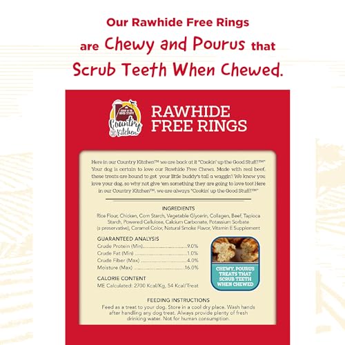 Country Kitchen Rawhide Free Beef Rings Dog Chews, 7 Count - size: 7 Count (Pack of 1)