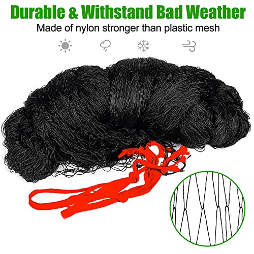 Bird Netting - 50x 50ft Black Poultry Netting with 1" Square Mesh - size: 50'×50'-1''