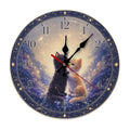 Two Cats Embrace Under a Starry Sky with a Heart-Shaped Moon. Round Wooden Wall Clock - color: Color12580, size: 11.8x11.8in