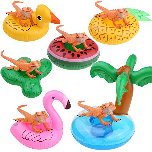 6 Pack Bearded Dragon Bath Floats - Reptile Swimming & Enrichment Accessories for Lizards, Inflatable Pet Pool Floats
