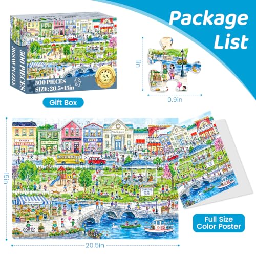 500 Piece Puzzles for Adults,Small Town Jigsaw Puzzle 500 Pieces - color: Small Town