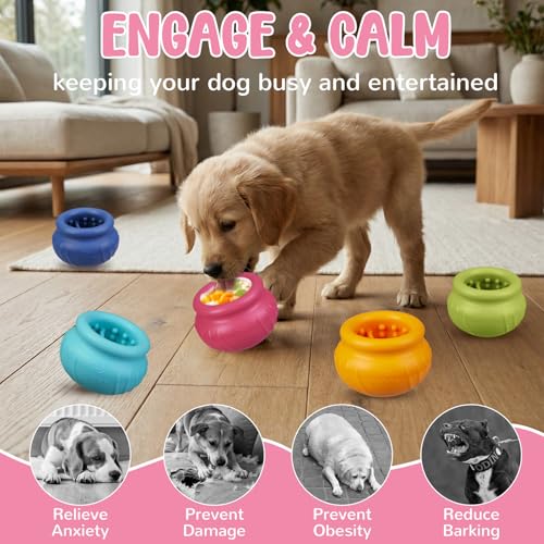 Wobbly Dog Enrichment Lick Toy, Stuffable Frozen Lick Bowl to Keep Dogs Busy, Long-Lasting Interactive Treat Dispensing Dog Toy, Silicone Fetch Catch Chew Toy(Rose,L) - color: Rose, size: L