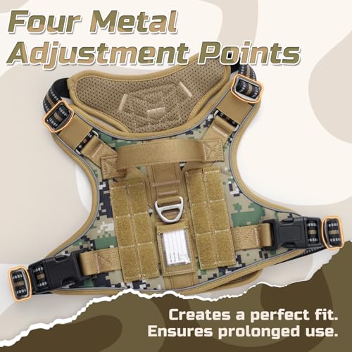 rabbitgoo Tactical Dog Harness for Medium, No Pull Military Service Vest - color: Brown camo, size: Medium